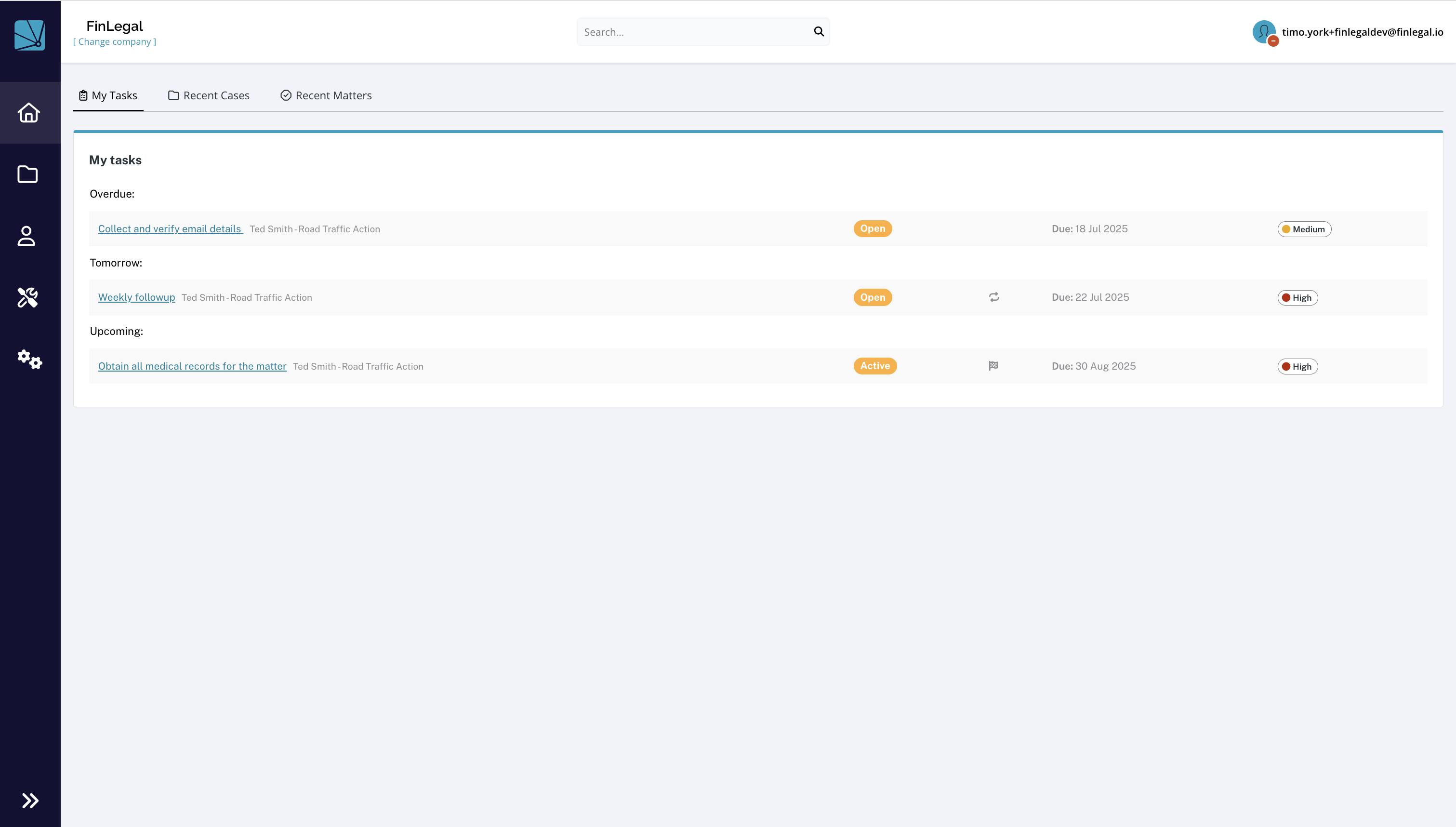 My Tasks Dashboard