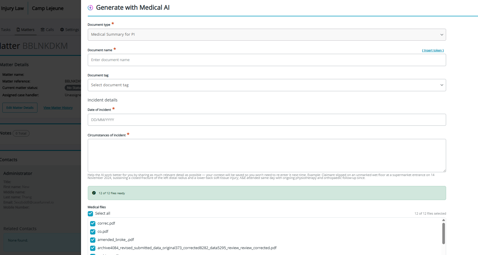 A summary bar reading '12 of 12 files ready' above the file selection list